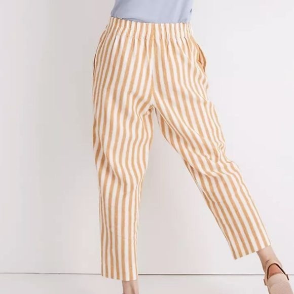 Madewell | Tapered Huston Pull-On Crop Striped Pants | M - Picture 3 of 9